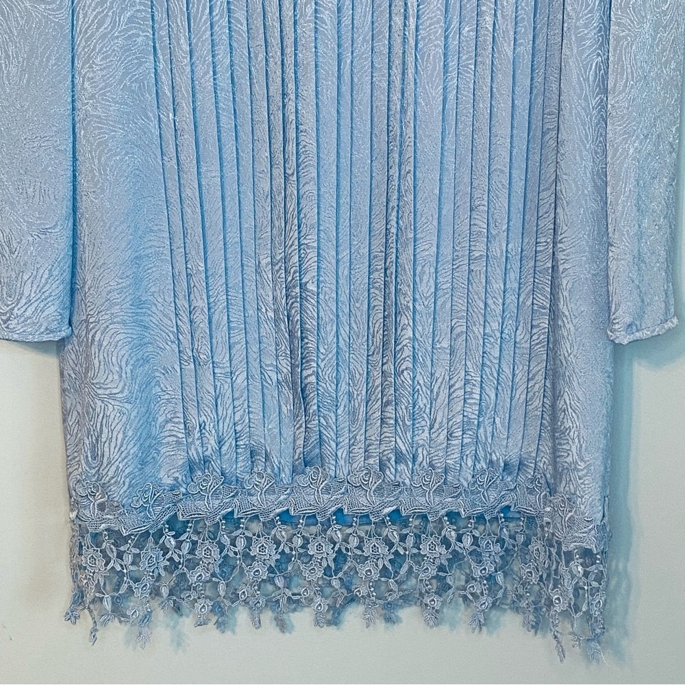 Rare Vintage GORGEOUS Light Blue Lace Mini Shift Dress - Picture 3 of 9